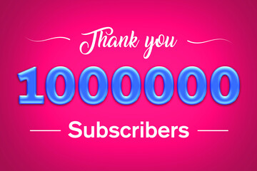 1000000 subscribers celebration greeting banner with Blue glosse Design