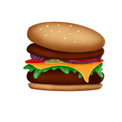 Hamburger on transparent background 