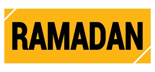 RAMADAN text on yellow-black grungy stamp sign.