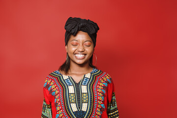 Portrait of black latina woman smiling spontaneously