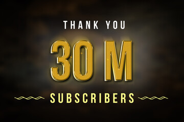 Obraz premium 30 Million subscribers celebration greeting banner with Golden Design