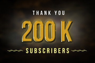 Naklejka na ściany i meble 200 K subscribers celebration greeting banner with Golden Design