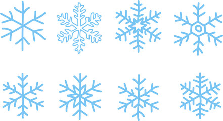 Fototapeta na wymiar Snowflakes icon collection. Set of snow flake icons. Geometric shapes for christmas and new year decoration. Christmas winter time. 