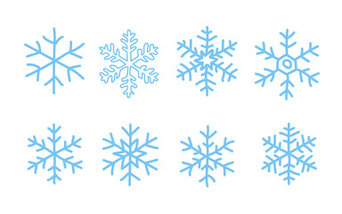 Fototapeta na wymiar Snowflakes icon collection. Set of snow flake icons. Geometric shapes for christmas and new year decoration. Christmas winter time. 