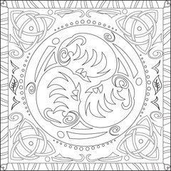 Page Coloriage pour Adultes Livre Design Motif Triskel Noeud Celtique Mandala Vecteur Illustration Blanc et Noir