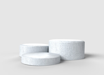 3D Realistic White podium display product. Minimalism abstract background. pedestal.