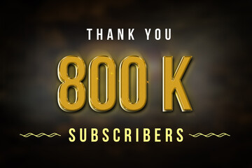 800 K  subscribers celebration greeting banner with Golden Design