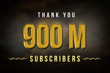 900 Million  subscribers celebration greeting banner with Golden Design
