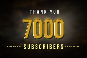 7000 subscribers celebration greeting banner with Golden Design