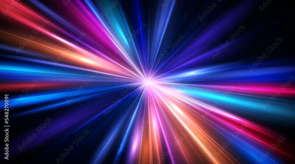 Fototapete modern abstract high-speed movement. dynamic motion light trails with motion blur effect. technology