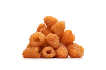 Tasty raspberries isolated on  white background.