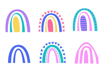 Graphic Rainbow Bow Arc Arch Icon Clipart Minimalist Boho Symbol Silhouette Set Template Graphic Zen Boho Icon Decoration Design Element Pattern 