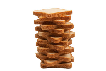 Delicious bread slices isolated on a white background, top view.