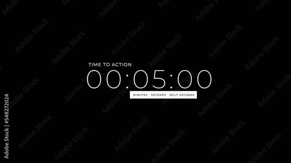 Poster digital watch, countdown timer with alpha channel or keying for any creative use
