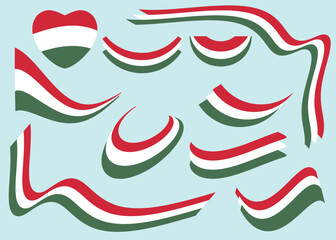 flag of Hungary - curved vector shapes