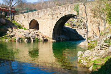 The Roman Bridge of Madrigal de la Vera, Caceres, Extremadura, Spain Garganta de Alardos,