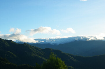 mountains, sky, landscape, view, field, green benguet_001