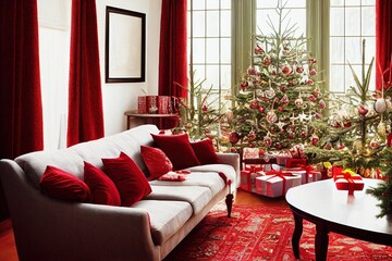 modern living room at christmas