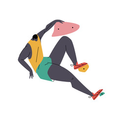 Rock climbing. Bouldering athlete on artificial wall. Extreme sport. Vector illustration © Ira Yapanda
