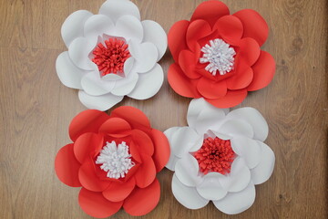 paper flowers on white background