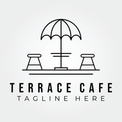 line art terrace cafe logo vector illustration design