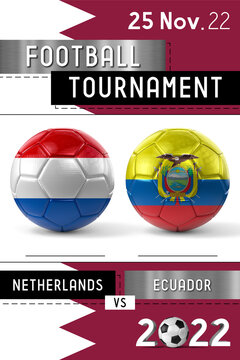 Netherlands and Ecuador football match - Tournament 2022 - 3D illustration