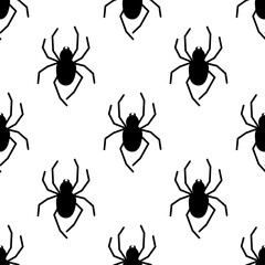 Spider vector seamless pattern on a white background. Insect pattern print on textiles, paper, wrapping paper theme