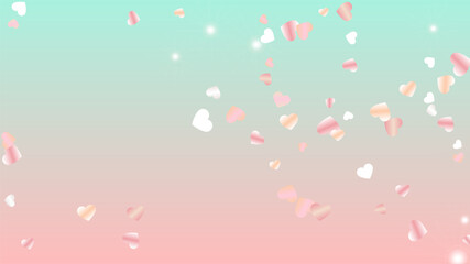 Obraz premium Realistic Background with Confetti of Hearts Glitter Particles. St. Valentine Day. Celebration pattern. Light Spots. Explosion of Confetti. Glitter Vector Illustration. Design for Banner.