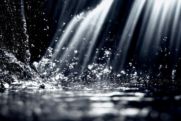 Vertical shot of Clean fresh water splashing peacefully 3d illustrated