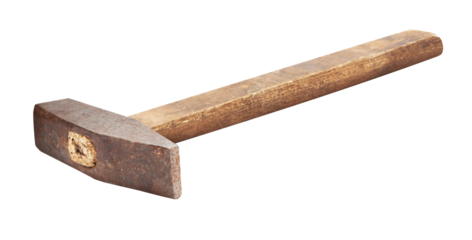 Metal Hammer with Wooden Handle isolated on a transparent background