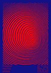 Geometrical Poster Design with Optical Illusion Effect.  Modern Psychedelic Cover Page Collection. Colourful Wave Lines Background. Fluid Stripes Art. Swiss Design. Vector Illustration for Brochure.