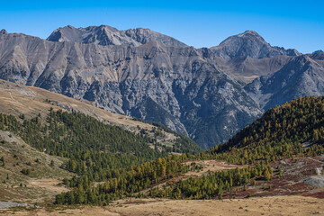 Alpine view as seen from the trail back to Col de Granon from Col de l'Ouli, Hautes-Alpes, France