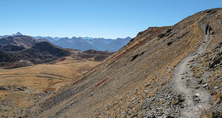 Alpine view as seen from the trail back to Col de Granon from Col de l'Ouli, Hautes-Alpes, France