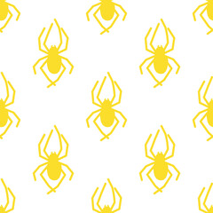 Spider vector seamless pattern on a white background. Insect pattern print on textiles, paper, wrapping paper theme