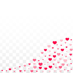 Hearts Confetti Falling Background. St. Valentine's Day pattern. Romantic Scattered Hearts Design Element. Love. Sweet Moment. Gift. Cute Element of Design for Sales or Celebration.