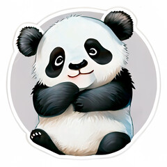 Horizontal shot of a cute panda portrait logo 3d illustrated