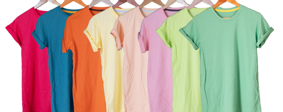 Young male in colorful t-shirt Roll up sleeves template tranparent background tee wooden hanger on empty background for man design mockup concept man tshirt product, woman shirt wearing. - Powered by Adobe