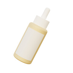 3D icon face oil bottle. Cosmetic serum bottle 3d render.