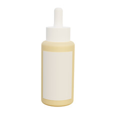 3D icon face oil bottle. Cosmetic serum bottle 3d render.