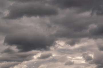 Obraz premium panorama of black sky background with storm clouds. thunder front