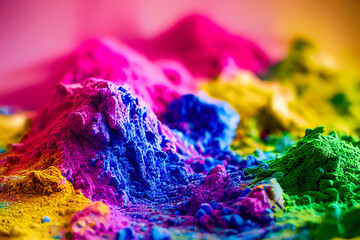 colorful rainbow holi paint color powder. Holi festival concept.