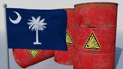 Coal on top of the flag of South Carolina, USA (3D render)