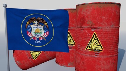 Coal on top of the flag of Utah, USA (3D render)