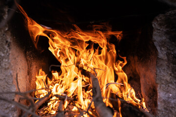 Wood fire flame