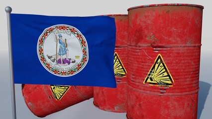 Coal on top of the flag of Virginia, USA (3D render)