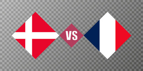 Denmark vs France flag concept. Vector illustration.
