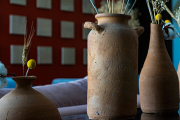 earthenware vases, as decoration inside the apartment, mexico