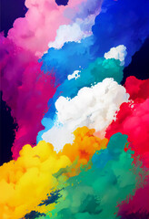 Fototapeta premium Horizontal shot of colorful cloud design 3d illustrated