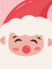 Trendy cute Happy New Year greeting card ho ho ho Merry Christmas template Minimalistic design cute santa 2023 A5