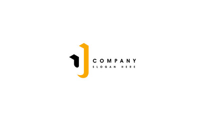Initial letter J negative space logo design. Initial letter J usable for business and company branding logos. Initial letter J flat vector logo design template element.
